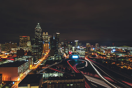 Night shot across the city of Atlanta in the USA thumbnail