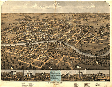View of South Bend in 1866 in Indiana thumbnail