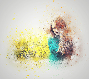 woman wearing teal turtleneck sweater illustration thumbnail