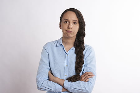 woman wearing blue dress shirt thumbnail