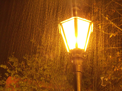 black outdoor light post on rain thumbnail