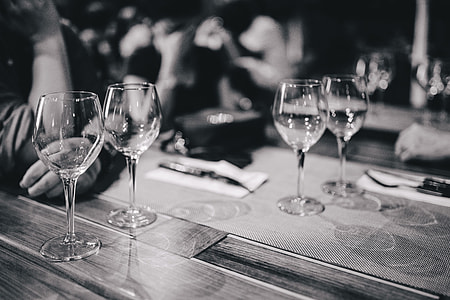 Close up picture of empty glasses in restaurant thumbnail