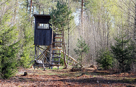 empty brown wooden watch tower thumbnail