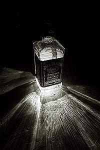 grayscale photography Jack Daniel's Tennessee whiskey bottle thumbnail