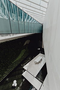 Modern white building, EDP Headquarters of architect Aires Mateus, Lisbon, Portugal thumbnail