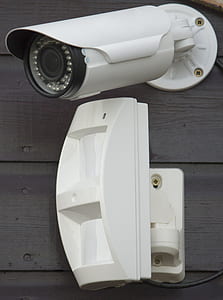 white bullet CCTV camera in wall thumbnail