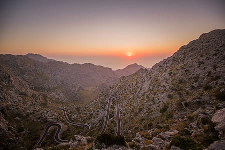 aerial view of mountain during sunset thumbnail