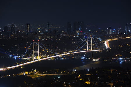 time lapse photography of cars on bridge during night time thumbnail