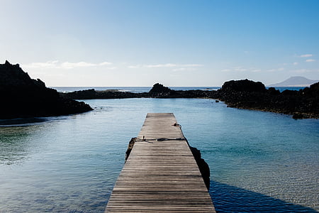 brown wooden port on blue body of water thumbnail