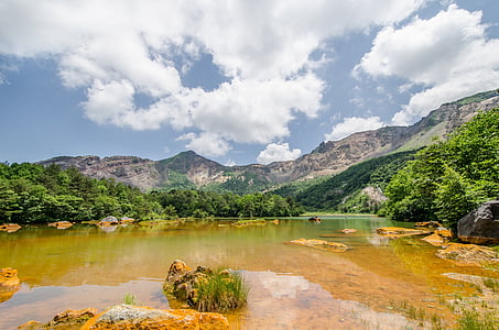 green grass covered mountains under blue sky thumbnail