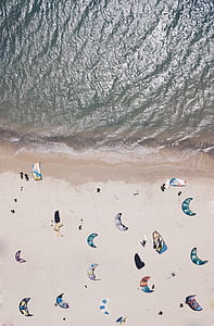 aerial view of beach with people thumbnail