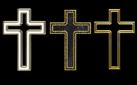 three assorted-color crosses vector art thumbnail