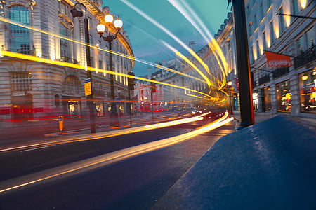 time-lapse photography building near street at nightime thumbnail