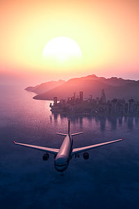 white passenger plane flying in mid air thumbnail
