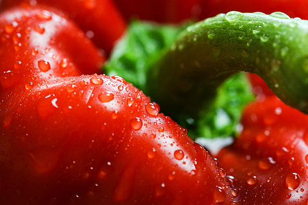 Red Paprika with Drops Close Up thumbnail