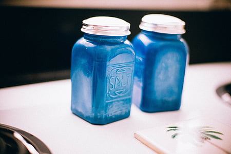 blue Salt and Pepper jars thumbnail