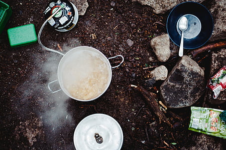 top view photography of silver spoon in bowl thumbnail