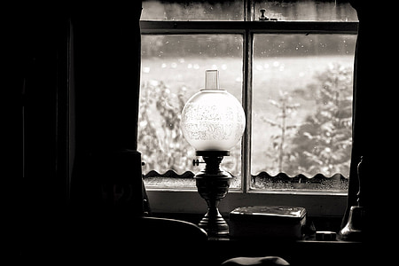 grayscale photography of kerosene lamp thumbnail