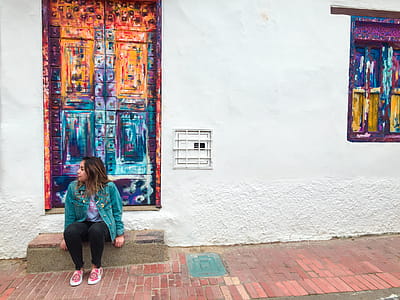 Woman Sitting on Staircase thumbnail