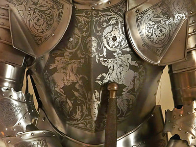 gray metal floral knight armor thumbnail