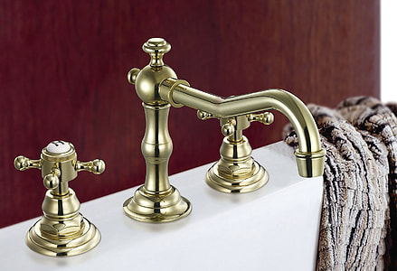brass, faucet, on top, white, ceramic, surface thumbnail