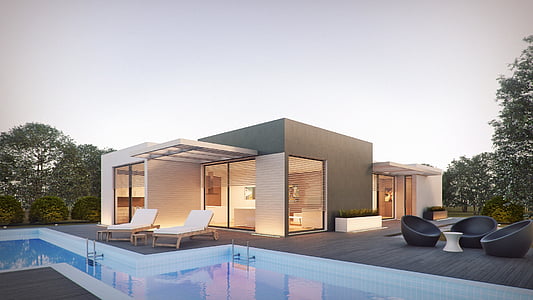 white and gray concrete building and swimming falls thumbnail