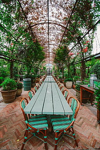 Green Wooden Table With Chairs thumbnail