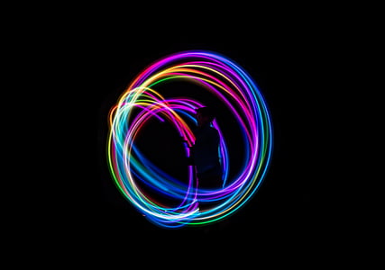 dark, night, fire, people, dancing, lights thumbnail
