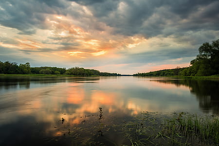 photo of body of water near green trees and grasses thumbnail