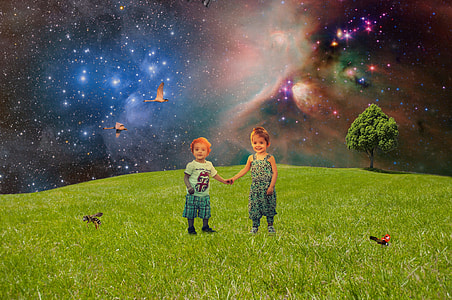 two toddlers on grassy plain edited photo thumbnail