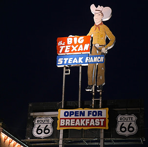 photography of the Big Texan signage during nighttime thumbnail