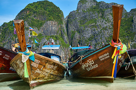 Boats on coast on Thailand thumbnail