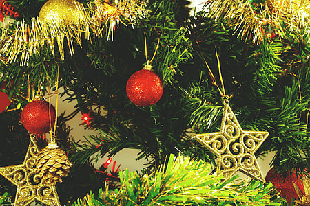 Closeup shot of Christmas tree decorations thumbnail