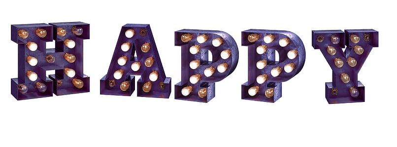 happy marquee lights on white surface thumbnail