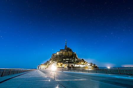lighted structure under blue sky thumbnail