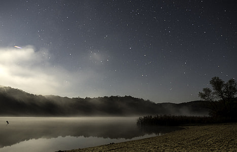 Stars, fog, and Lake at Governor Dodge State Park, Wisconsin thumbnail