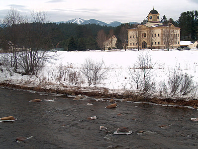Landscape of the river and winter in Franconia, New Hampshire thumbnail