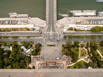 birds eyeview of a city and a bridge thumbnail