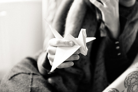 Holding origami bird thumbnail