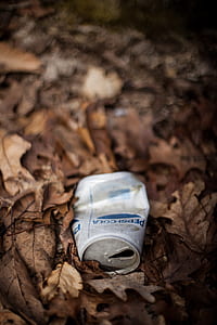 selective focus photography of white Pepsi-cola can on withered leaves thumbnail