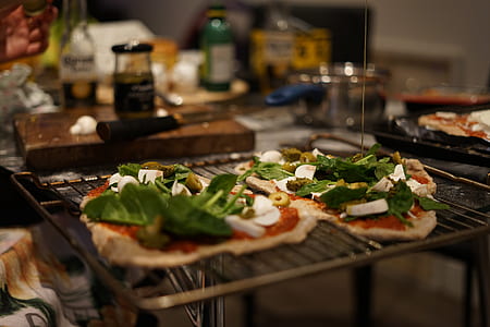 cooked food on rectangular gray tray thumbnail