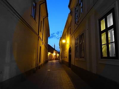 city, road, sky, houses thumbnail