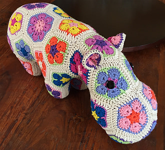 white and pink hippo crochet toy thumbnail