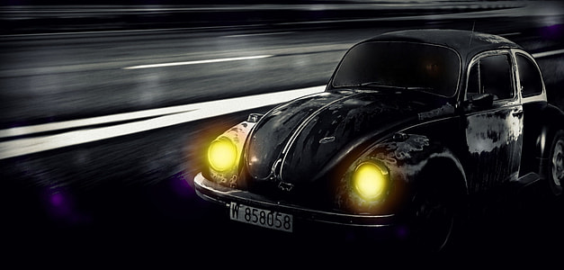 black Volkswagen Beetle coupe thumbnail