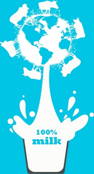 Milk Advertising Background Splash Cow Heads Repeating Style Eps