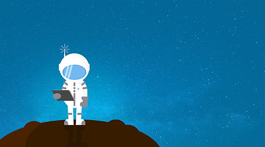 Cartoon Astronaut Communicating - With Copyspace thumbnail