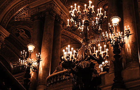 turned on chandelier and sconces thumbnail