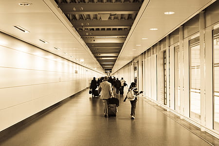 People Walking in the Hallway Inside the Building thumbnail
