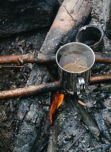 boiled water with leaves on stock pot thumbnail