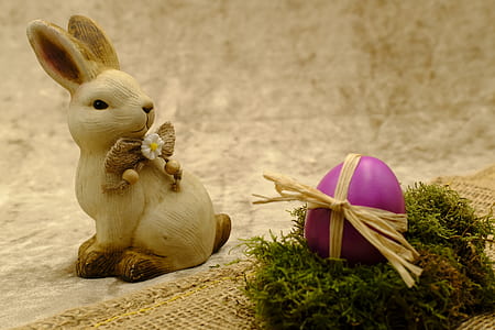 brown bunny wooden decor beside easter egg thumbnail